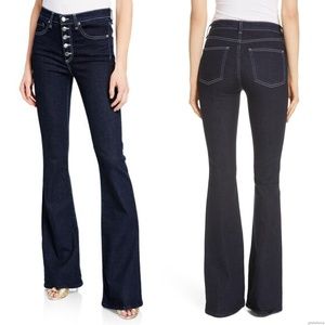 Veronica Beard Beverly Button Skinny Flare Jeans